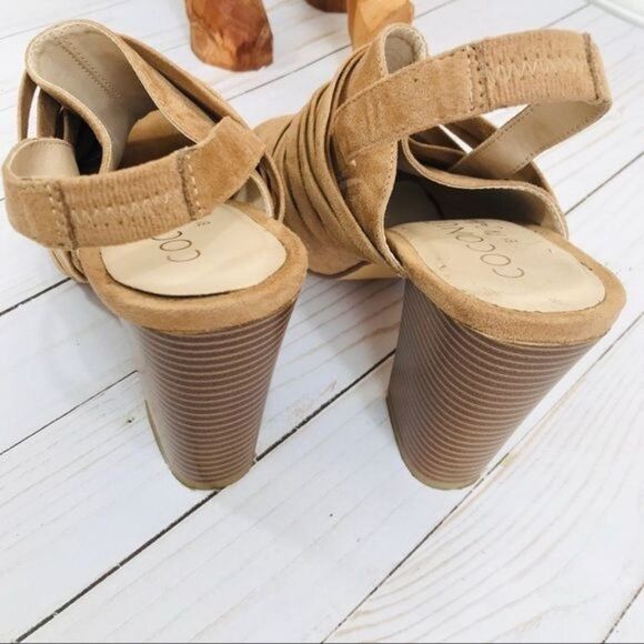 Coconuts by Matisse Mona Faux Suede Strappy Slingback Block Heels Size 9 - Picture 5 of 7
